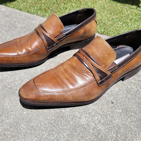 Joseph Abboud | Two-Tone Leather Modern Slip-On Shoes | Men's 12 - Picture 1 of 12